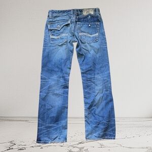 Rivet De Cru Andrew Jeans Men’s Size 34x32 Relaxed Straight Leg Distressed Blue